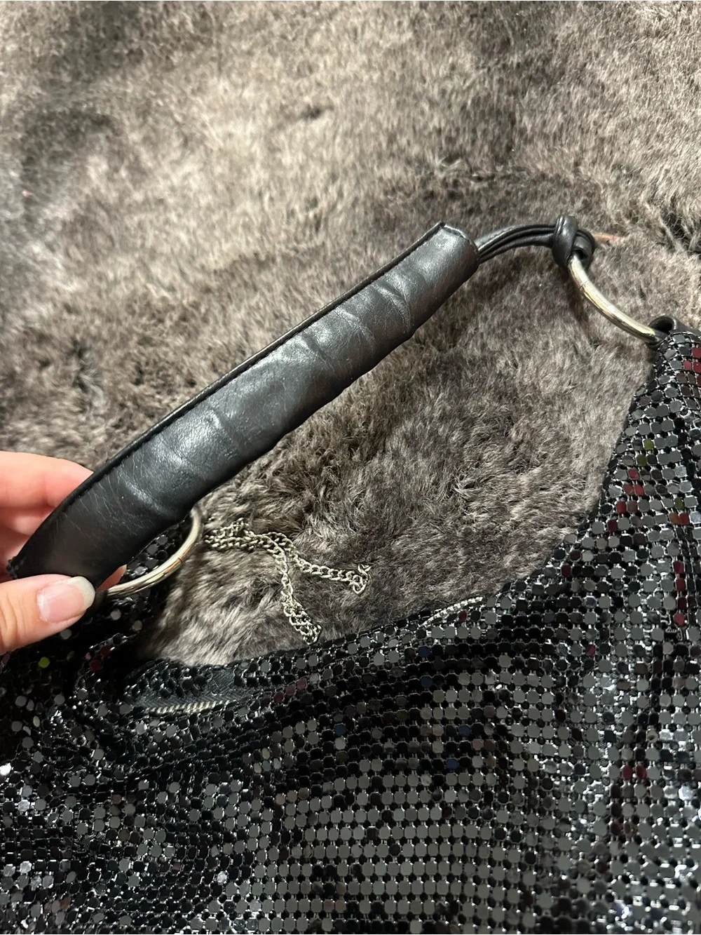 Y2K BEBE Black Metal Mesh Crescent Small Hobo Bag Mcbling Clubbing Bachlorette